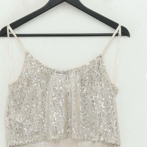 Zara Silver Sequins crop top NWT size Small - Picture 4 of 5